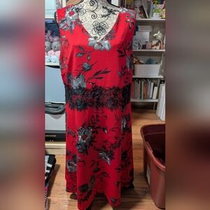 Addition Elle Red Floral Lace Dress